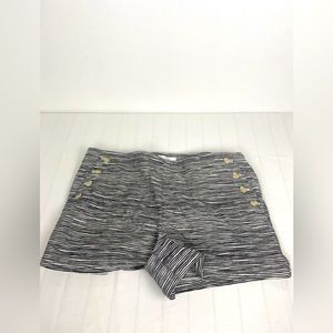Ann Taylor LOFT Womens Size 18 Riviera Shorts Black White Side Zip Mid Rise
